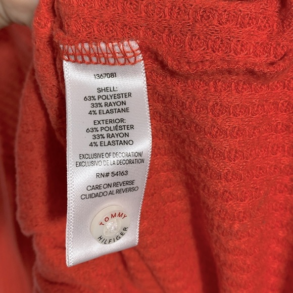 🌸Tommy Hilfiger Womens Ribbed Button Front Top Red Medium - Picture 7 of 9